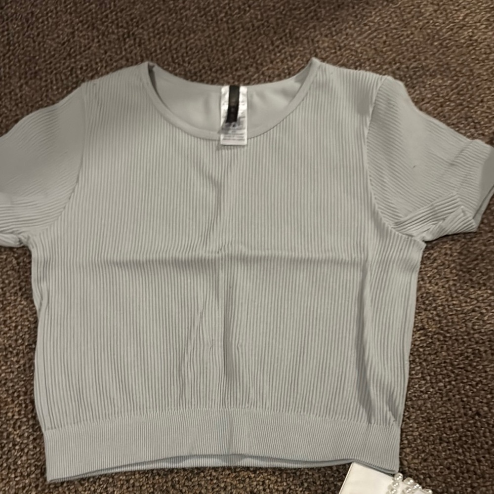 Women's Gray Ribbed Top